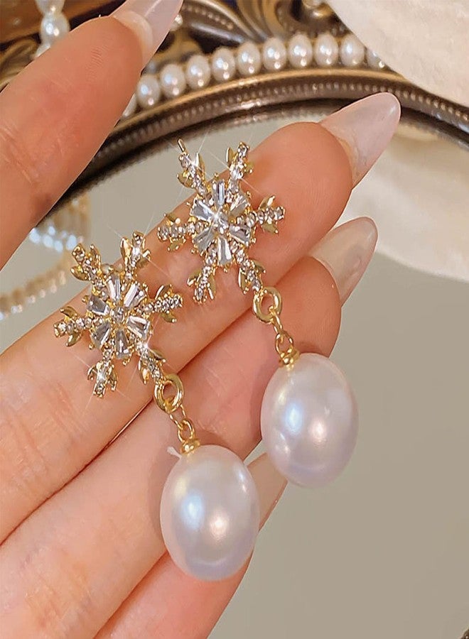 GLMOCM Crystal Snowflake Earrings for Women Gold Snowflake Earrings Sparkly Christmas Holiday Earrings for Women Christmas Jewelry - Image 4